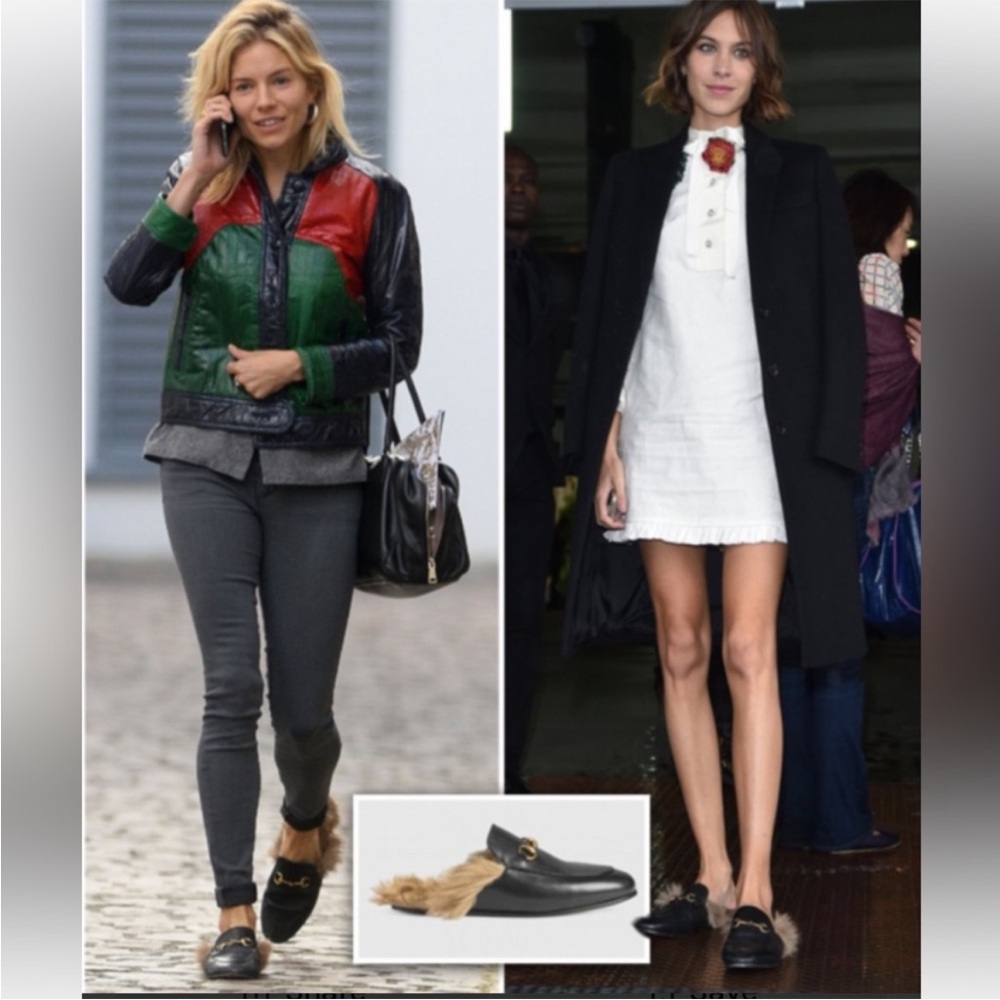 GUCCI “Princetown” Fur Lined Black Leather Mules - Picture 6 of 15